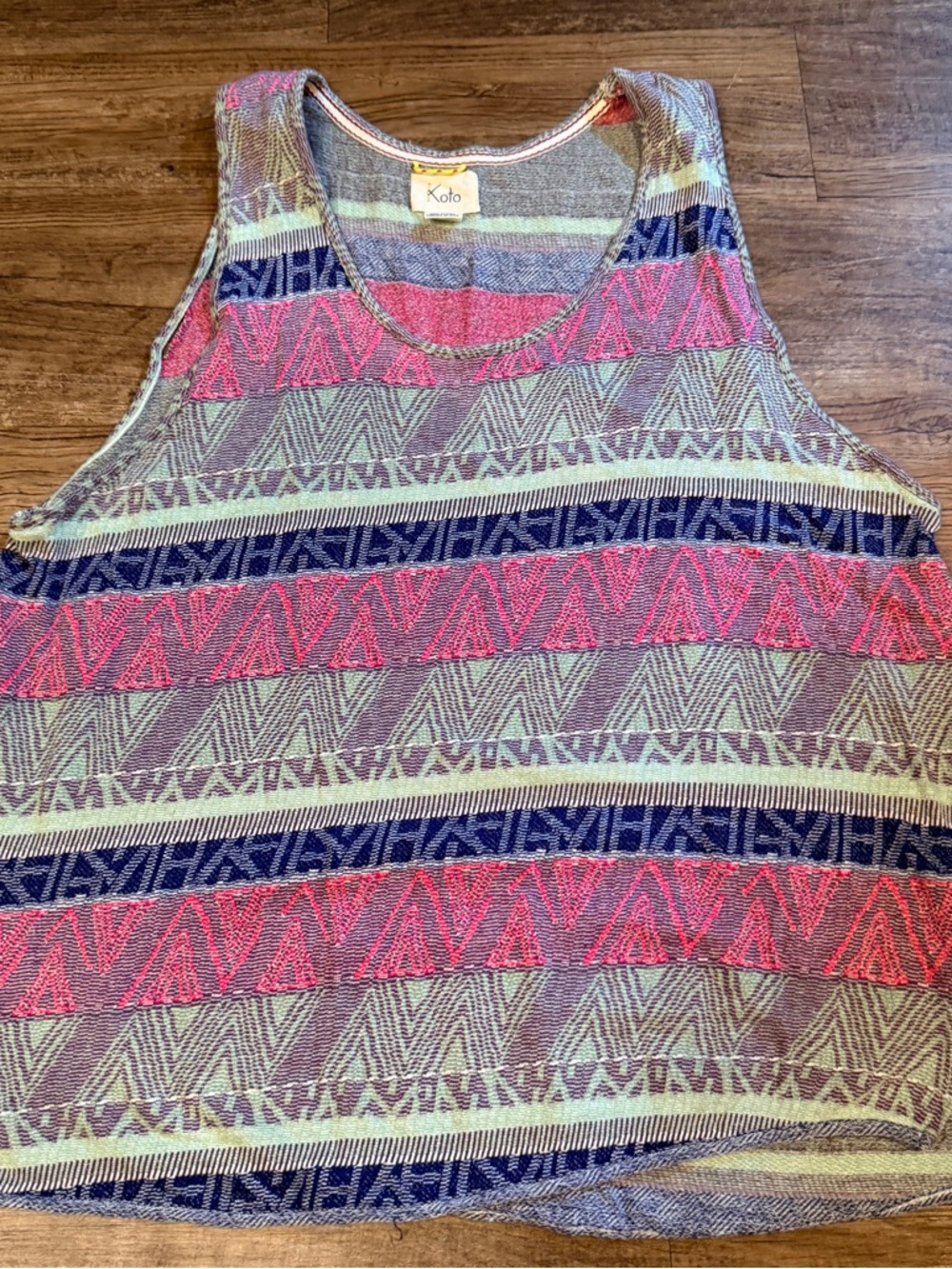 Koto Multicolor Striped Knit Tank - Pink, Navy & Mint